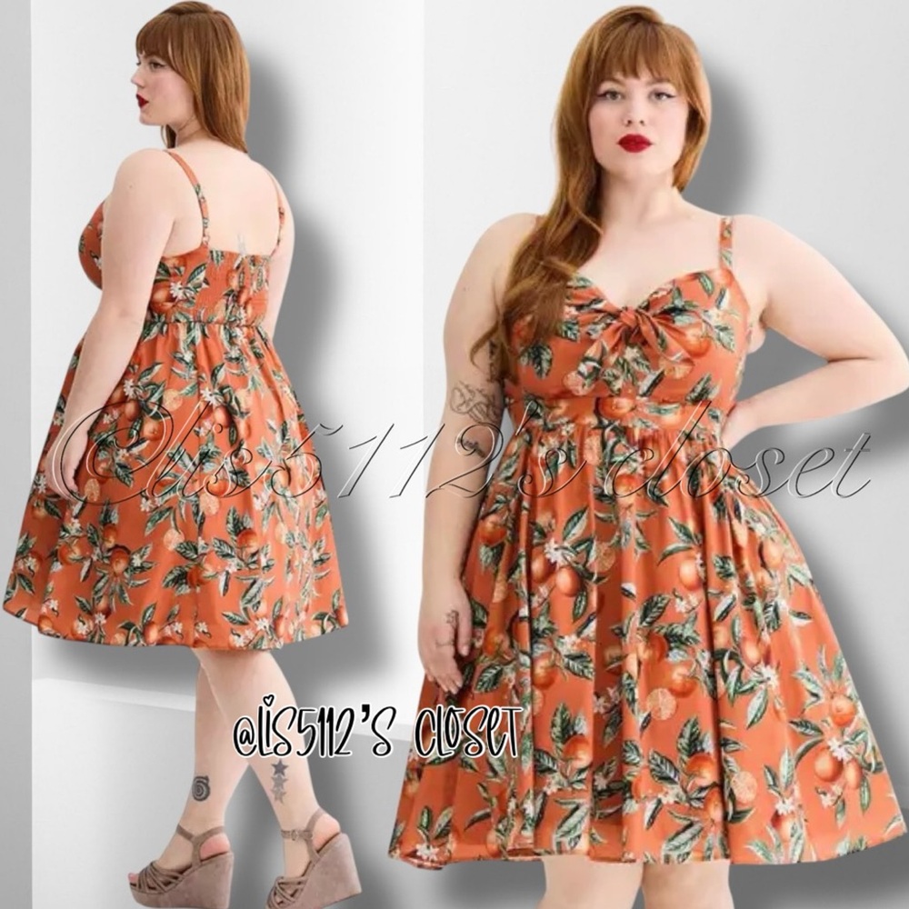 Torrid Retro Chic Orange Groves Mini Rockabilly Pinup Swing Dress 3X 22 24 - Picture 4 of 16